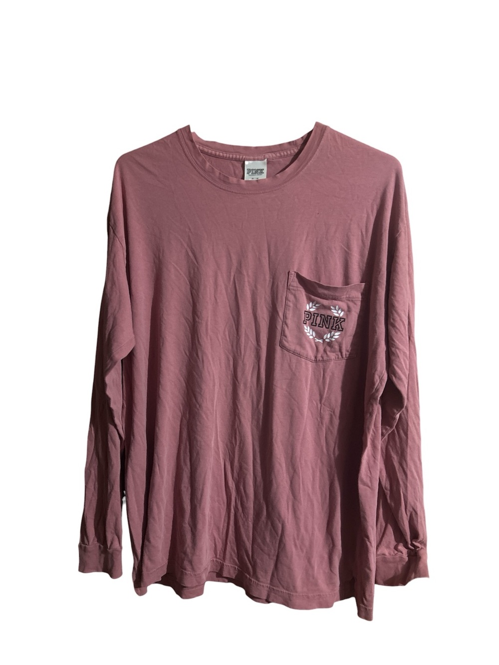 PINK Victoria's Secret Long Sleeve Pocket Tee - Dusty Rose Size Medium